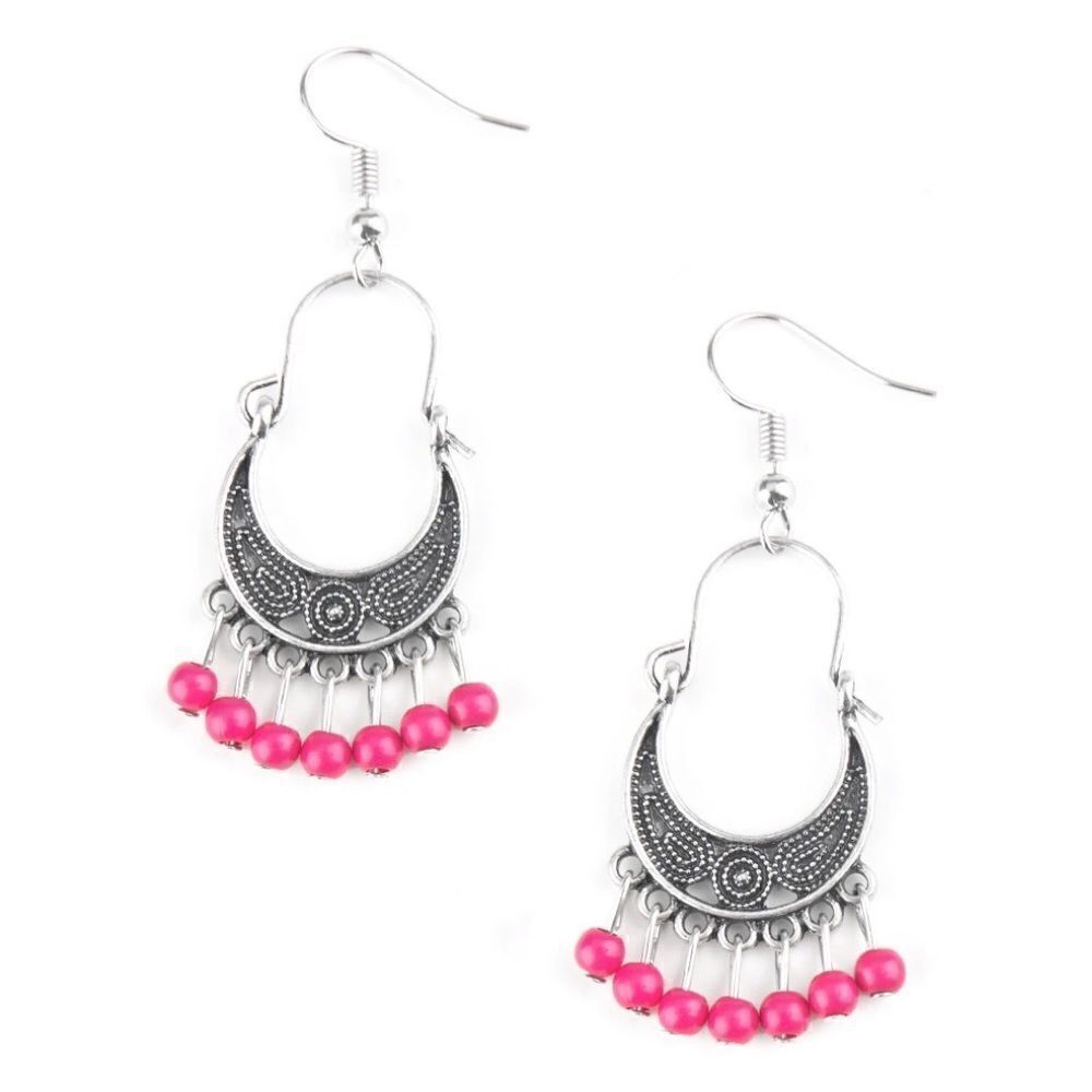 Paparazzi Hopelessly Houston - Pink Earrings